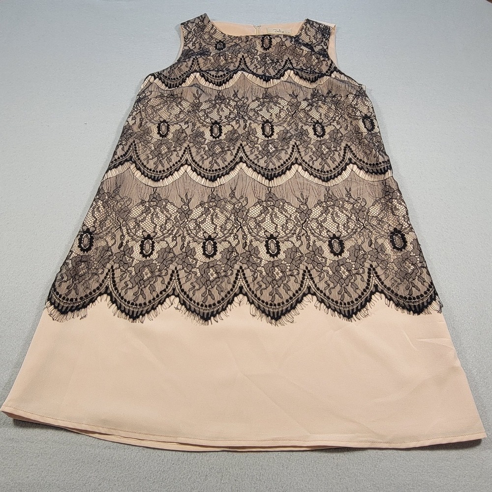 Darling Black Lace Overlay Dress Women's Small Beige Sleeveless Goth Y2K‎ Style